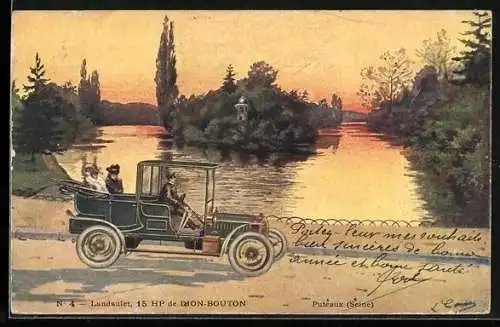 Künstler-AK Landaulet, 15 HP de Dion-Bouton