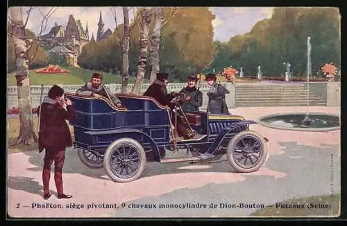 AK Puteaux, Phaeton siege pivotant, 9 chevaux monocylindre de Dion-Bouton