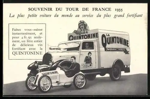 AK Souvenir du Tour de France 1935, Auto und Lastkraftwagen, La Quintonine