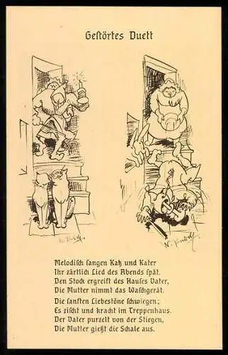 10 Künstler-AK Wilhelm Busch: Aus Wilhelm Busch`s Skizzenbüchern, Serie II, Ständchen, Der Verdächtige, Die Zeit u. A.