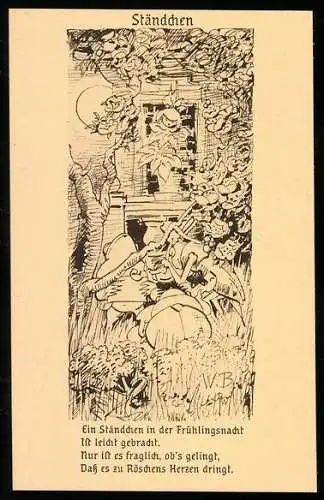 10 Künstler-AK Wilhelm Busch: Aus Wilhelm Busch`s Skizzenbüchern, Serie II, Ständchen, Der Verdächtige, Die Zeit u. A.