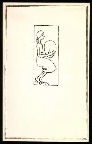 4 Handzeichnungen / Ansichtskarten-Entwürfe Knicksendes Mädchen mit goldenem Osterei aus der Tschecho-Slowakei