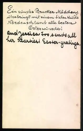 4 Handzeichnungen / Ansichtskarten-Entwürfe Knicksendes Mädchen mit goldenem Osterei aus der Tschecho-Slowakei