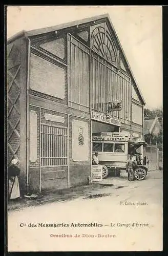 AK Etretat, Auto Le Garage, Cie des Messageries Automobiles