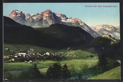 AK Werfen, Teilansicht mit dem Hagengebirge
