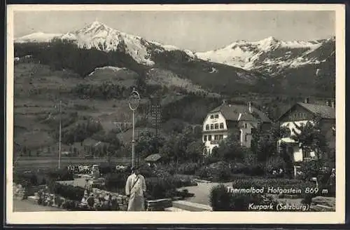 AK Hofgastein /Salzburg, Kurpark mit Bergen