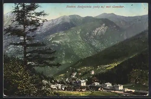 AK Badgastein, Ortspanorama mit Gamskar