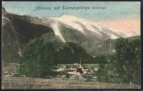 AK Abtenau /Salzburg, Teilansicht mit Tennengebirge