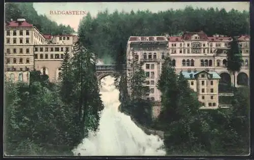AK Badgastein, Brücke mit Wasserfall