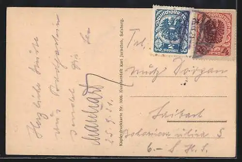 AK Badgastein, Ortspartie mit Kirche