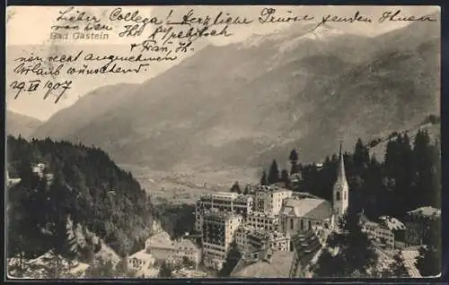 AK Bad Gastein, Teilansicht mit der Kirche in den Bergen