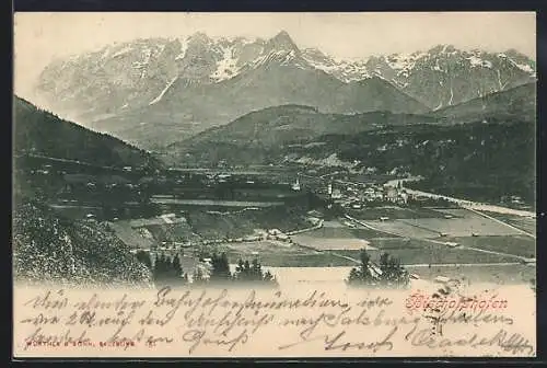 AK Bischofshofen, Teilansicht mit Bergen