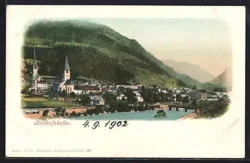 AK Bischofshofen, Ortsansicht mit Kirchen