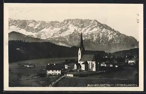 AK Adnet, Gesamtansicht mit dem Untersberg