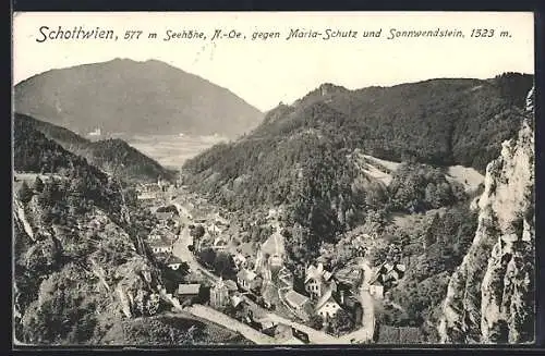 AK Schottwien /N.-Oe., Strassenpartie gegen Maria-Schutz und Sonnwendstein