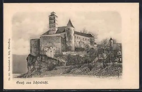 AK Schönbichl, Burg mit Bäumen