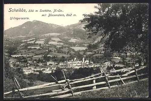 AK Scheibbs /N.-Oe., Teilansicht mit Urlingerwarte, Blasenstein