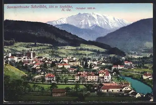 AK Scheibbs /N. Oe., Teilansicht mit Oetscher