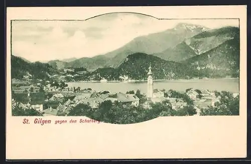 AK St. Gilgen, Teilansicht mit Gewässer und Schafberg