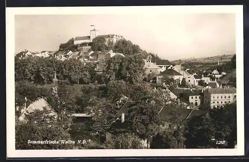 AK Weitra, Ortsausblick mit Schloss und Kirche