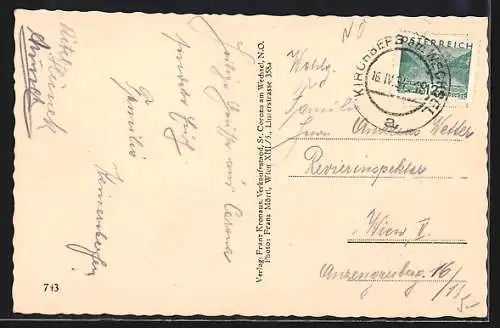 AK St. Corona am Wechsel, Totalansicht mit Schneeberg