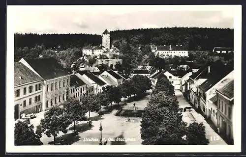 AK Litschau, Gebäudepartie am Stadtplatz