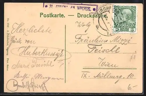 AK St. Corona am Wechsel, Totalansicht mit Bergpanorama