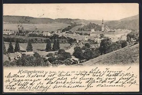 AK Heiligenkreuz bei Baden, Gesamtansicht mit Stift und Umgebung