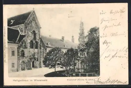 AK Heiligenkreuz im Wienerwald, Klosterhof mit Kirche