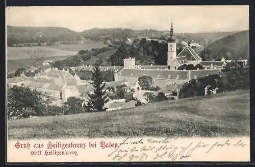 AK Heiligenkreuz bei Baden, Ortsansicht mit Fernblick