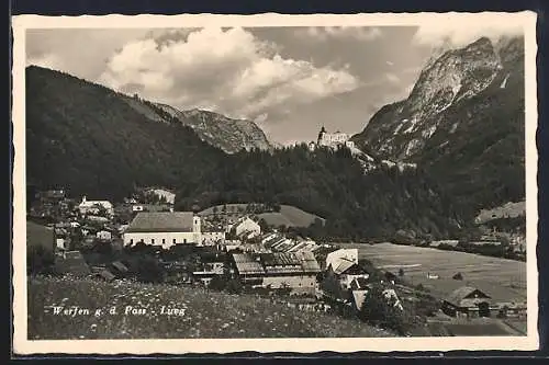 AK Werfen, Teilansicht gegen den Pass-Lueg mit Ruine