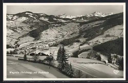 AK Wagrain /Salzburg, Ortsansicht im Winter mit Dachstein