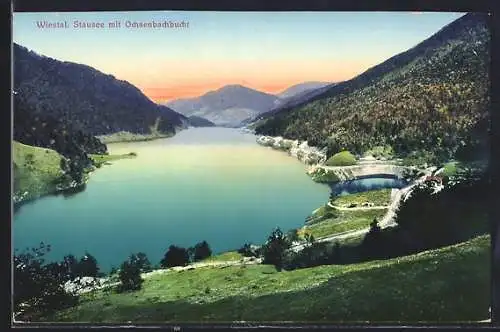 AK Puch bei Hallein, Wiestal-Stausee mit Ochsenbachbucht aus der Vogelschau