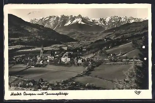 AK Markt Pongau, Teilansicht mit Kirche und Tennengebirge