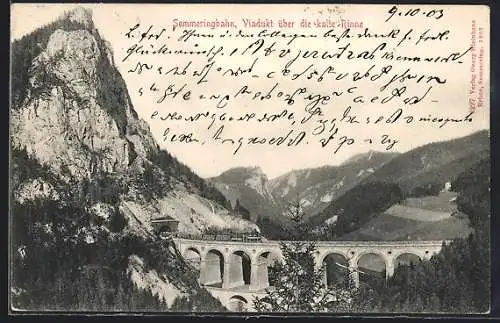AK Breitenstein /N.-Oe., Semmeringbahn-Viadukt über die kalte Rinne