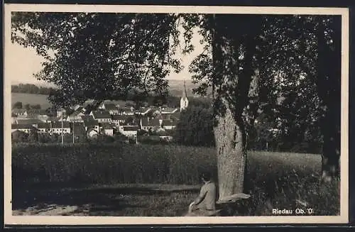 AK Riedau /Ob. Ö., Teilansicht mit Kirche