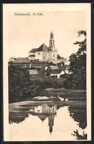 AK Hoheneich /N.-Oe., Kirche mit Wasserspiegelung