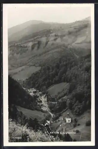 AK St. Anton a. d. Jessnitz, Ortsansicht mit Blick ins Tal