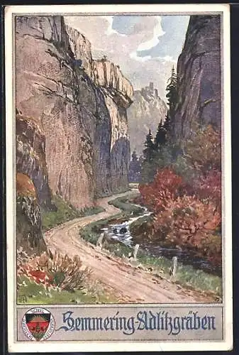 AK Deutscher Schulverein Nr. 451: Semmering-Adlitzgräben, Schlucht
