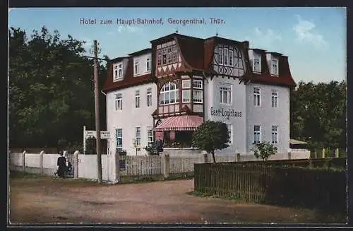 AK Georgenthal /Thür., Hotel zum Haupt-Bahnhof, Inh. Hermann Schlund