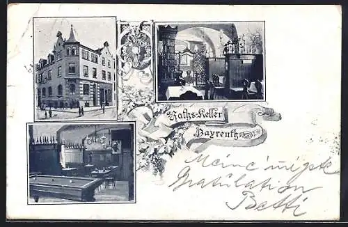 AK Bayreuth, Gasthaus Raths-Keller - Gebäude, Billardraum