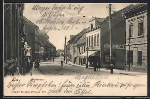 AK Riesa, Buchhandlung in der Hauptstrasse