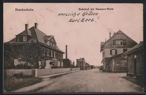 AK Brackenheim, Bahnhof mit Hammer-Werk