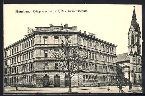 AK München, Kriegskaserne 1914 /16 in der Schrenkschule