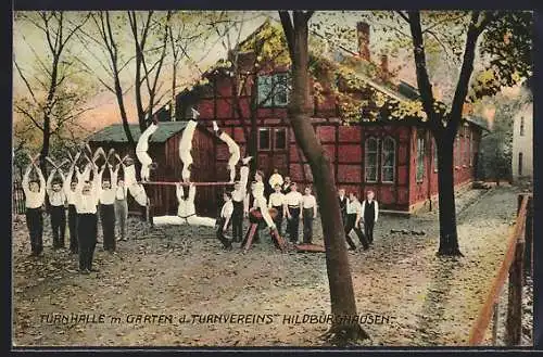 AK Hildburghausen, Turnhalle mit Garten des Turnvereins