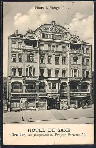 AK Dresden, Hotel de Saxe am Hauptbahnhof, Prager Strasse 56