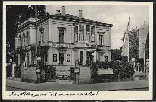 AK Dresden, Strassenpartie am Gasthaus Altbayern, Wiener Platz 7