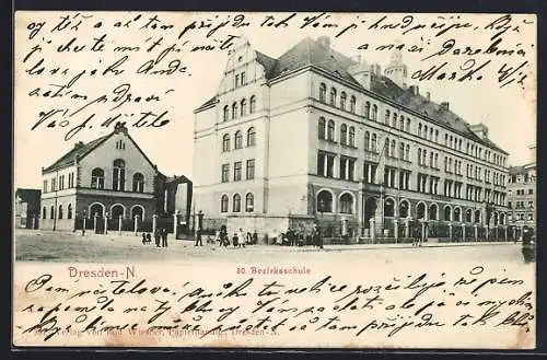 AK Dresden-Neustadt, 30. Bezirksschule, Seitenstrasse 12 (Windmühlenstrasse) Ecke Johann-Meyer-Strasse