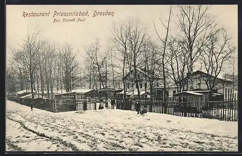 AK Dresden-Neustadt, Restaurant Priessnitzbad, Bes. Oswald Paul, Bischofswerder Strasse 1