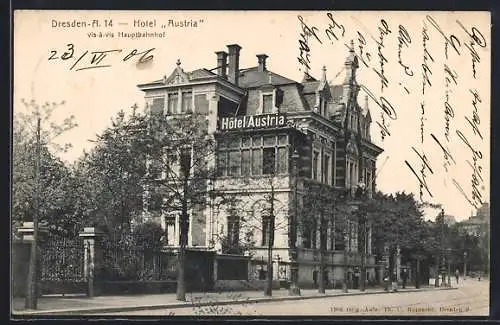 AK Dresden-A., Hotel Austria vis-à-vis Hauptbahnhof